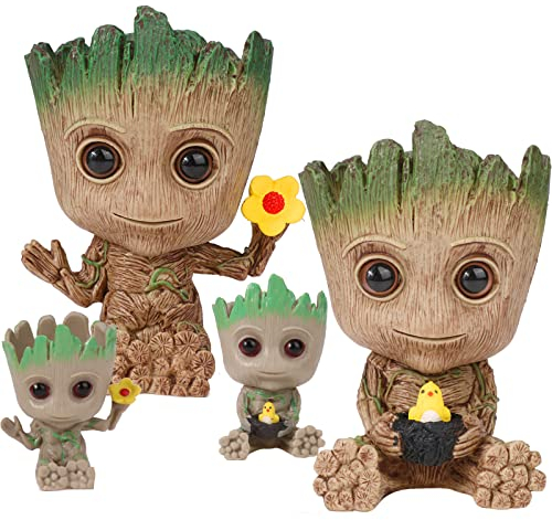 Baby Groot Blumentopf,Innovative Action Figur für Pflanzen & Stifthalter,Action Figur Pflanzen Garten Balkon Aquarium Stifte aus dem Filmklassiker Fanartikel Geschenk