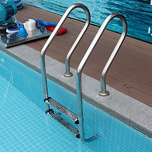 Lsoiup Échelles de Piscine Échelles de Piscine pour piscines Hors Sol Piscine Robuste en Acier Inoxydable 304 Capacité de Poids en 2 étapes 440 LB avec Pieds à Montage Facile