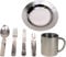 normani Camping Edelstahl Geschirrset Besteck + Teller + Tasse Farbe Edelstahl