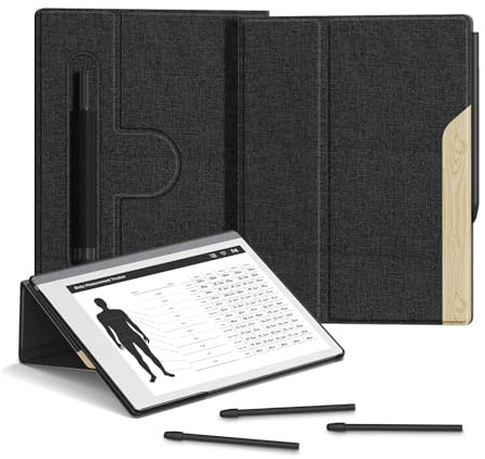 Ayotu Custodia a libro per tablet Remarkable 2 Paper da 10,3 pollici 2020, in tessuto Premuin Smart Cover con supporto girevole a 360 gradi e tasca per pennino, solo per Remarkable 2, nero e sughero