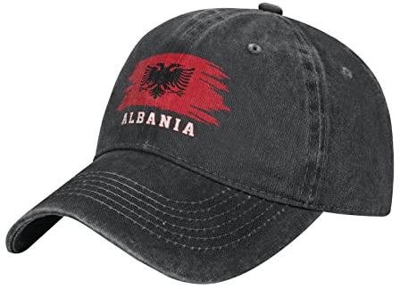 YINGD Cowboy Baseball Cap Albanien Flagge Albanien Verstellbarer Sonnenhut Atmungsaktiv Unisex Baseball Cap für Männer Frauen, #784, One size