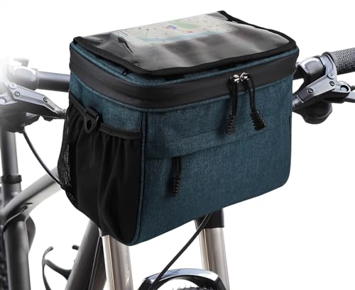 efuturetime Lenkertasche Fahrrad Rahmentasche 4.8L, Handytasche Fahrrad Handyhalterung Wasserdicht mit Klicksystem, Fahrradzubehör Abnehmbar für e-Bike, Blau