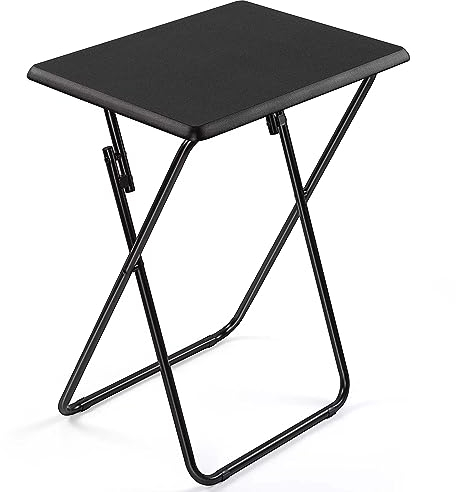 AAMEN Metal Folding Table for Multi-Purpose - Coffee Table, TV Tray, Lightweight Portable Desk, Side Table Living Room Furniture - 40x50x80cm (Black)