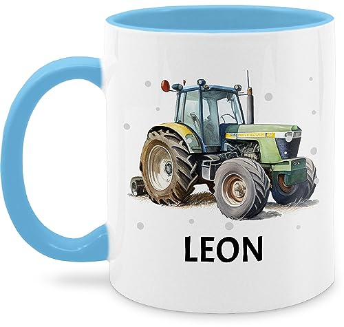 Tasse Tassen 325ml - Trecker Name I Trecker Fan I Traktor Geschenk personalisiert I Geschenk Landwirt - 325 ml - Hellblau - geschenkideen für landwirte teetasse einschulung traktoren leon haferl