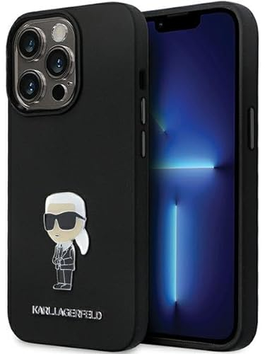 Karl Lagerfeld KLHCP13XSMHKNPK Hülle für iPhone 13 Pro Max 6,7 Schwarz Silicone Ikonik Metal Pin