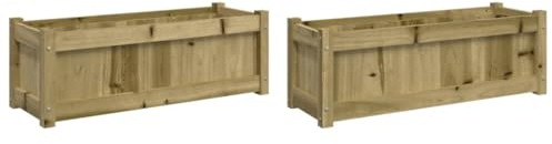 vidaXL Pflanzkübel 2 STK., Rechteckig Blumenkübel mit großem Fassungsvermögen, Pflanzkasten Übertopf für Garten Terrasse, Blumentopf Blumenkasten, Kiefernholz Imprägniert
