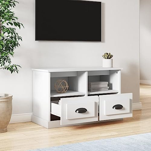 FENLAX Mueble De TV Salon Mueble Televisión TV Table Mesa TV Stand 80x35x50 cm Blanco