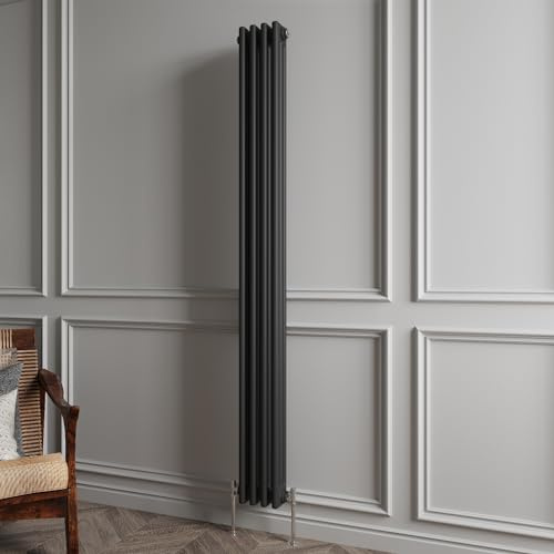 Huibathroom 1800x200mm Tall Black Cast Iron VerticalTriple Column Traditional Central Heating Horizontal Radiators