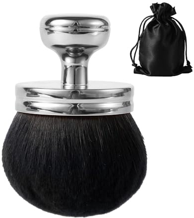 Körper-Make-up-Pinsel, Extragroßer Blend- und Blur-Pinsel zum Selbstbräunen Sonnenschutzpinsel-Applikator Ovaler Gesichts-Make-up-Pinsel mit Kordelzugbeutel für Gesicht und Körper (Silber)