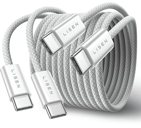 LISEN USB C Kabel Kurz 2m, 2 Stück PD 60W Schnellladekabel Und Datenkabel Nylon Typ C für iPhone 16/16 15 Pro/15 Pro Max Samsung Galaxy Huawei - USB 2.0