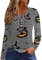 Topassion Longsleeve Blusenshirt Mit Knopfleiste V-Ausschnitt Blumenmuster Langarmshirt Freizeit Blusen & Tuniken Für Damen Elegant Bluse Casual Damenbluse Herbst Frauen Boho Oberteile (Gray,S)