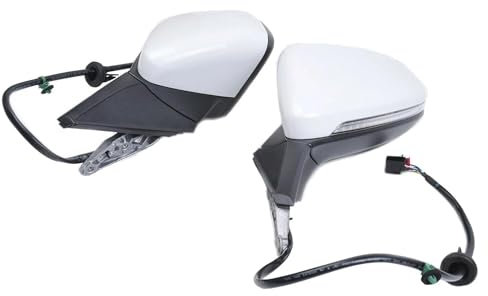 Lente de Espejo retrovisor Cristal para Go&lf 7 MK7 MK7.5 Espejo retrovisor Izquierdo Blanco de 6 Cables con Cubierta para Gafas, Plegable manualmente