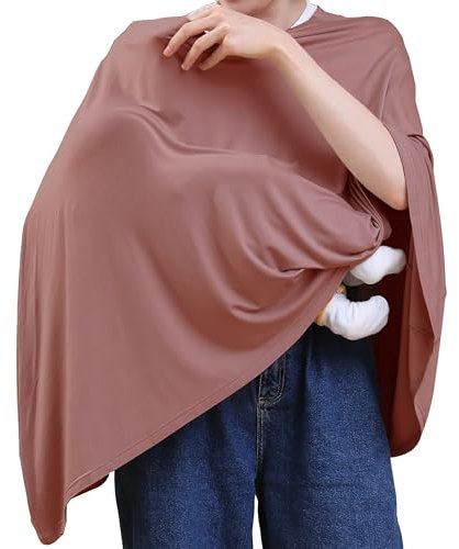Seejoy Multi-use Nursing Cover for Breastfeeding, 360°Full Coverage Nursing Poncho, Rayon Soft & Breathable Breastfeeding Cover up (Smooth Rayon, Blush)