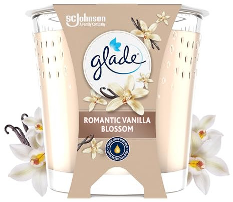 Glade Duftkerze, Romantic Vanilleblüte, angereichert mit ätherischen Ölen, vegan, 30-Stunden-Duft, 1 Kerze