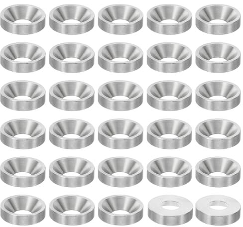 PATIKIL Rondelle Fraisée M8 Finition, 30Pcs 20mm de Diamètre 5mm de Hauteur Solide Acier Inoxydable 304 CNC Rondelle en Forme de Tasse à Tête Plate pour Constructions
