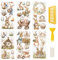 WANDIC 6 Stück Oster-Themen-Aufkleber zum Aufreiben, Vintage-Transfer-Aufkleber, Kaninchen-Ei-Themen-Aufkleber für Möbel, Scrapbooking, Fenster, 15 x 30 cm