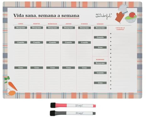 Mr. Wonderful - Planificador semanal de menús magnético - Vida sana, semana a semana - Planificador con organización semanal