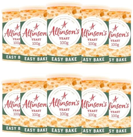 Yeast for Baking 10X100g Tins, Fast Action Instant Yeast for Bread Makers and Hand Baking, Bulk Pack, Vegan and Vegetarian Friendly, Ideal for Artisan Bread, Rolls, and Pizza Dough