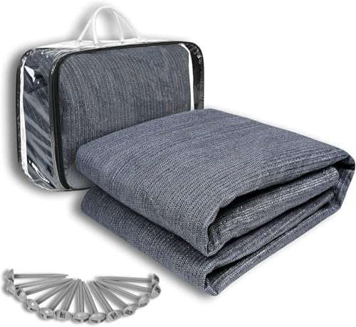 Froadp 2.5 x 2.5 m Camping Outdoor Teppich Vorzeltteppich Wetterfest aus HDPE mit Aluminiumringen und Erdspießen Gewebeplane Campingmatte Zeltteppich mit Tragetasche für Versammlungen Ausflüge