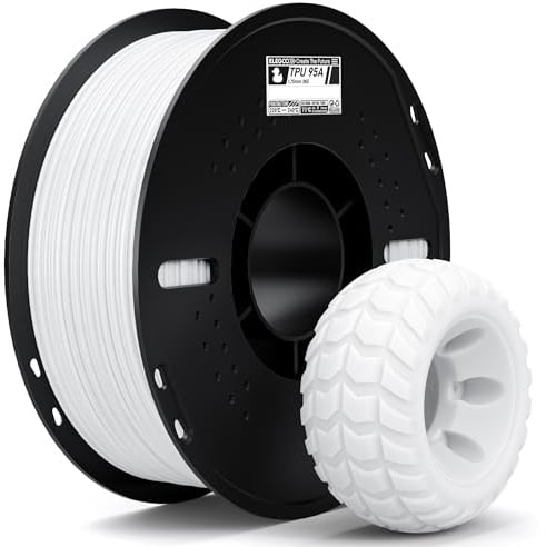 ELEGOO TPU Filament 95A 1.75mm Weiß 1KG, 3D Drcuker Filament | Flexibles Weiches 3D Druckmaterialien, 1kg Kunststoffspule (2.2lbs) für die Meisten 3D Drucker
