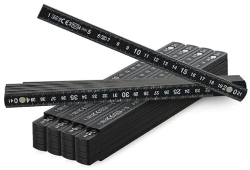 Zollstock Aus Kunststoff, Zollstock, 5 Stück Zollstöcke Zollstock, 2 Meter Zollstock Aus Kunststoff, Gliedermaßstab, Für Alle Heimwerker, Haus, Hobby & Werkstatt (Schwarz)