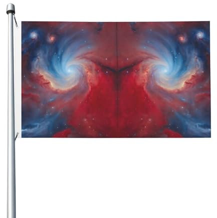 Bandiera rossa blu con galassia per interni ed esterni, decorazione per la casa, primavera, estate, autunno, inverno, double face