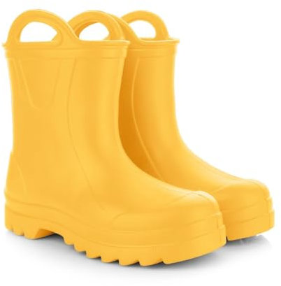 Lemigo Stivali Di Gomma Per Bambini Stivali Da Pioggia Molto Leggeri in Schiuma EVA con Grip per Bambini 735 Doggy (Giallo, Sistema Taglie Calzature EU, Bimbo (0-5 anni), Numero, Media, 25)