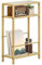 HOMCOM Mesa Auxiliar de 3 Niveles, Mesa Estrecha con Estante de Almacenamiento y Tablero de Cristal Templado para Espacios pequeños, Dormitorio, Sala de Estar, Entrada, Tono Dorado