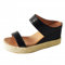 Generisch Sandales à talons hauts pour femme - Pantoufles d'été tissées à plateforme - Sandales tendance pour femme - Sandales élégantes et chics - Paille tissée simple - Semelle épaisse, Noir , 43 EU