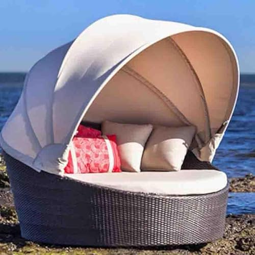Rundes Ersatzdach Für Garten-Tagesbett – Wetterfeste Dachabdeckung Für Outdoor-Sonneninsel & Rattan-Lounge – UV- & Wasserabweisend-Grey