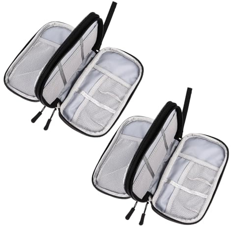 MQWDGJ 2pcs Double-Layer Cable Organiser Bag,with Adjustable Compartments