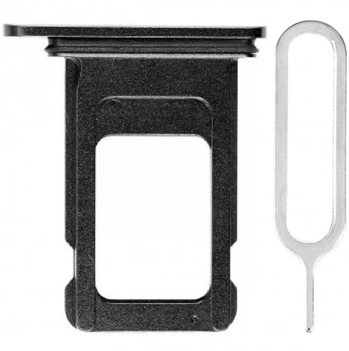 iReplaceParts SIM Tray Replacement Dual Sim Holder Slot Rubber Gasket With Sim Tray Ejector Tool For iPhone XR (6.1) (Black)