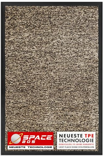 Floordirekt Schmutzfangmatte Space 205 – Rutschfeste Fußmatte mit innovativer TPE-Technologie in Rand und Rückseite – Ideal für Eingänge, Flur und Haustür – Ocker – 120x180 cm
