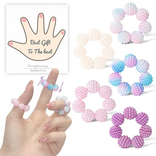 5 Stück Bunte Stachelige Perlenringe-Akupunktur und Akupressur Ring,Fidget Ring für Effektiven Stressabbau,Angstreduktion und Sensorische Stimulation.Ideal für Büroarbeiter und Teenager