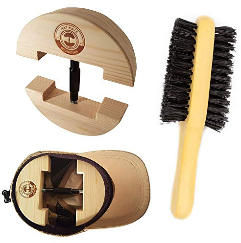 HAT MATE Hochwertiger Hutspanner aus Massivholz Inkl. Premium Hutbürste zur Reinigung - Multifunktionaler Hutweiter Mützenspanner für Hut, Kappe, Basecap, Strandhut, Strohhut