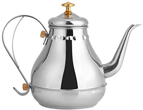 Teekanne mit Filter Tetera Vintage Teekanne Handbrüh-Wasserkessel Kaffeekessel mit Schwanenhalsausguss, Edelstahl Kaffeekanne Topf Indoor Pour Over Drip Kaffee Wasserkocher 1.2L