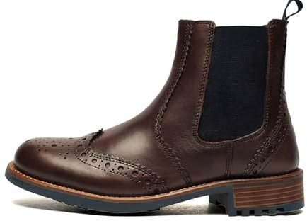 Cotswold Cirencester Chelsea Brogue Brown - Crafted with a smooth leather upper, Full wing tip toe