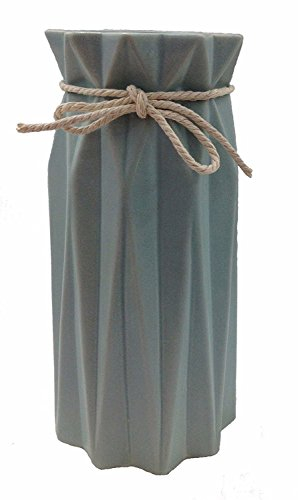 Moderne Pastelfarbene Keramikvase, Tischvase Vase, Geometrisch Origami Design, Keramik (Blau 24 cm Hoch)