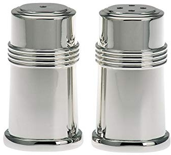 H.Bauer jun. Salz & Pfefferstreuer Set 2-teilig - nachfüllbar - 6 cm hoch - Metall - versilbert - rund - klein - schlicht