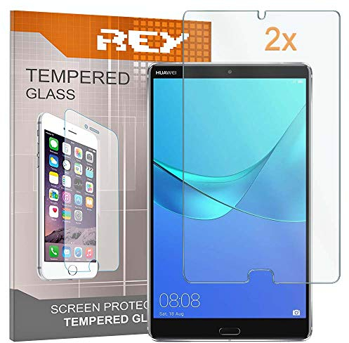 REY 2X Protector de Pantalla para Huawei MEDIAPAD M5 8,4, Cristal Vidrio Templado Premium, Táblet