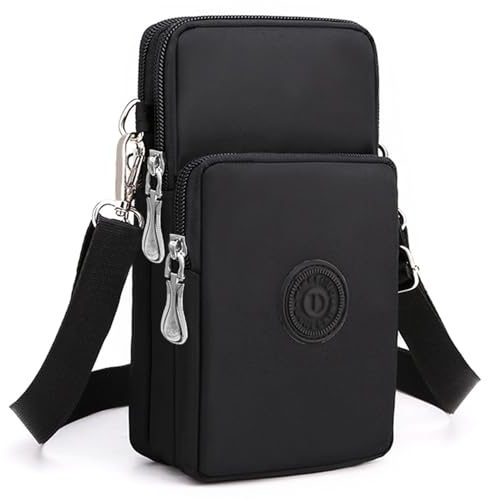 KXF Waterproof Nylon Crossbody Bag Purse Wrist Pouch Handbag Armband Case Crossbody Shoulder Bag Zipper Cellphone Purse for Women Durable Wallet Clutch with 3 Pockets Adjutable Strap