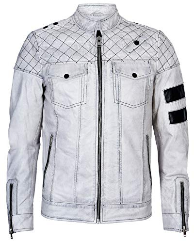 Men's Vintage Black Retro Casual Zipped 100% Leather Moto Racing Biker Jacket