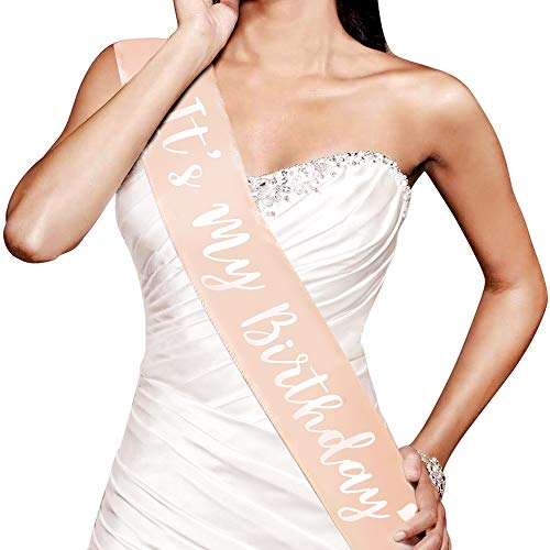 Konsait Rose Gold Geburtstag Schärpe, Es ist Mein Geburtstag Satin Schärpe 16. 18. 21. 30. 40. 50. 60. Geschenk Geburtstag Accessoires für Frauen Mädchen, Einheitsgrösse