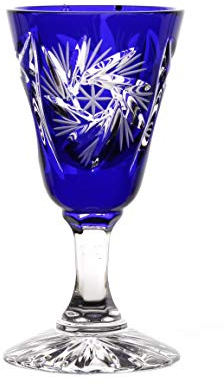 CRISTALICA Likörglas Likörkelch Schnapsglas Wodka geschliffen Blau Kristallglas 25 ml