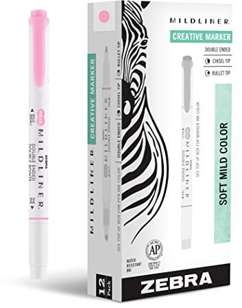 Zebra Pen Evidenziatore a doppia punta, punta larga e fine. rosa