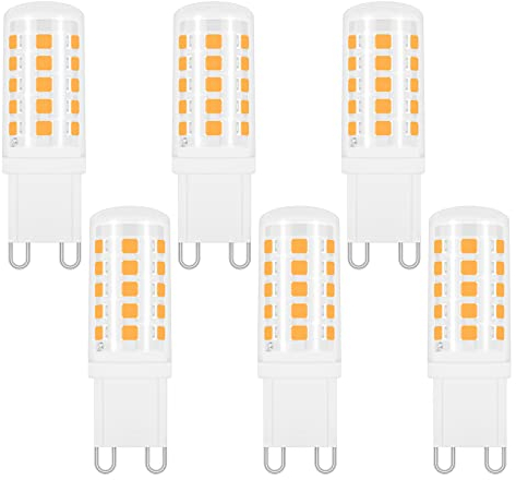 Akynite G9 LED 4W Warmweiß 2700K, 400LM, AC 230V, G9 33W 40W Halogenlampe ersetzt, Stiftsockellampe LED für Spiegelleuchte Kristallleuchter Tischlampe, Nicht Dimmbar, 6er-Set