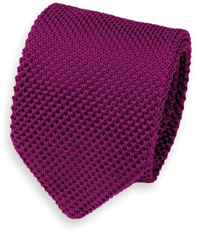 Cravate en tricot rose framboise