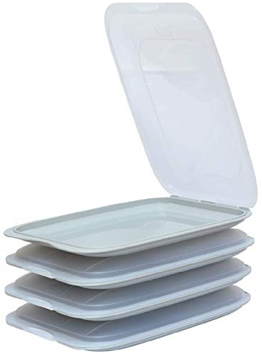 Design 4X Aufschnittboxen/Frischhalteboxen/Frischhaltedose stapelbar in der Farbe Grau geeignet für Aufschnitt wie Wurst und Käse und vieles mehr in der Größe 25x17x3.3cm
