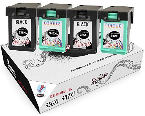 Squuido 4 Remanufactured Tintenpatronen 336 342 kompatibel mit HP PSC 1315 1510 Photosmart C3180 C4180 OfficeJet 6310 DeskJet 5440 | Hohe Kapazität