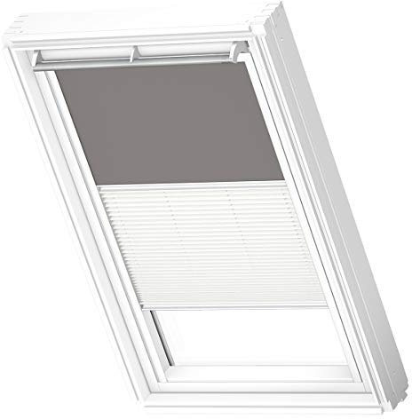 VELUX Original Dachfenster Duo Verdunkelungsrollo für PK06, Grau, mit weißer Führungsschiene